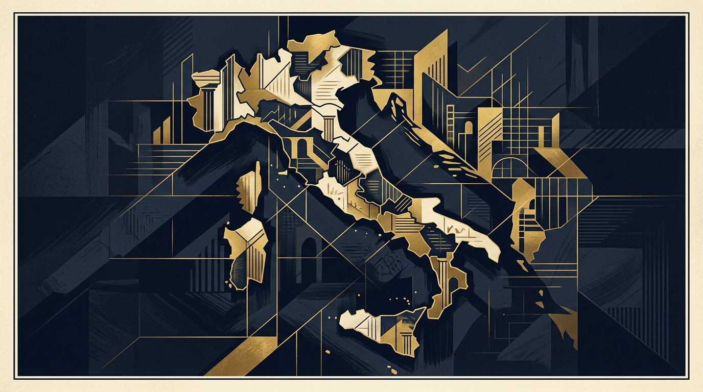 Illustrazione editoriale del contesto regolatorio italiano del gioco online